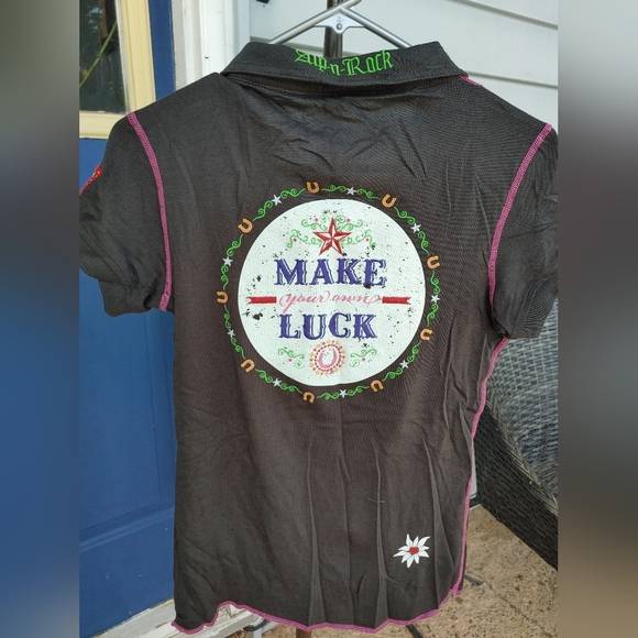 Alp N Rock polo shirt MAKE LUCK Sz.M Gray NWT - Picture 4 of 10